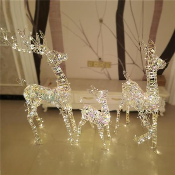 3 Piece Christmas Reindeer Outdoor Decorations with 280 Lights - Picture 2 of 6